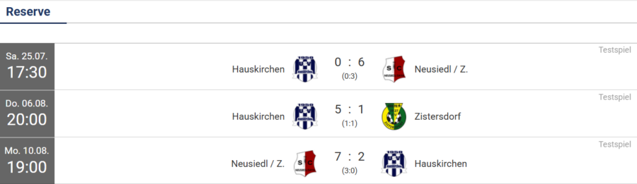 U23 Testspiele U23 Testspiele